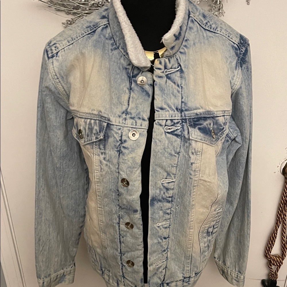South Pole Light Blue Jean Jacket with White Accents